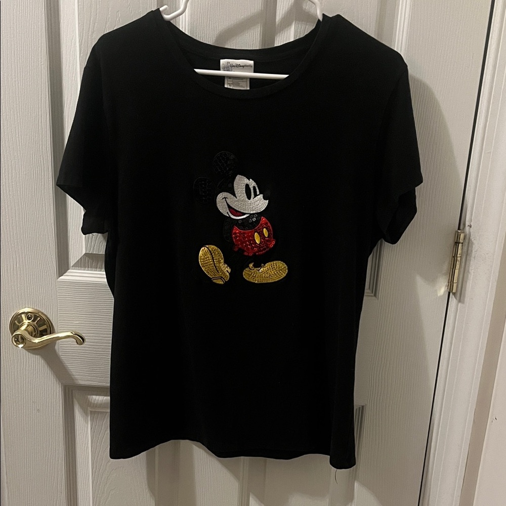 Disney Black T-Shirt with sequins Mickey Mouse